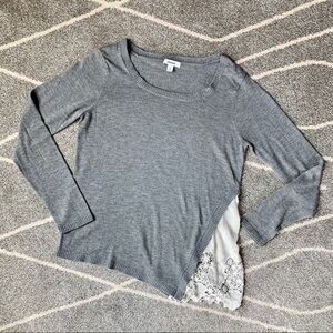 Kensie Grey Sweater with Lace Peekaboo Side